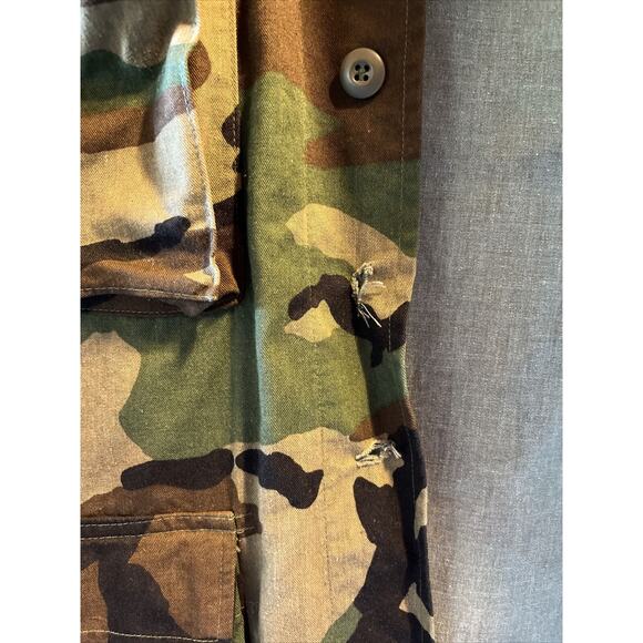 Vintage USMC Military Jacket Mens Small LS Woodland Camo Missing 2 Buttons - Picture 5 of 12